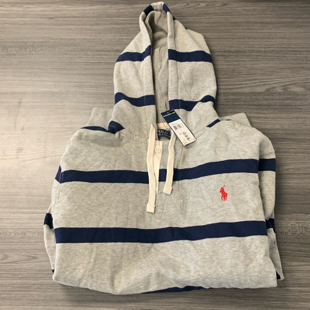 Polo Ralph Lauren- Gray and Blue Rugby Sweater